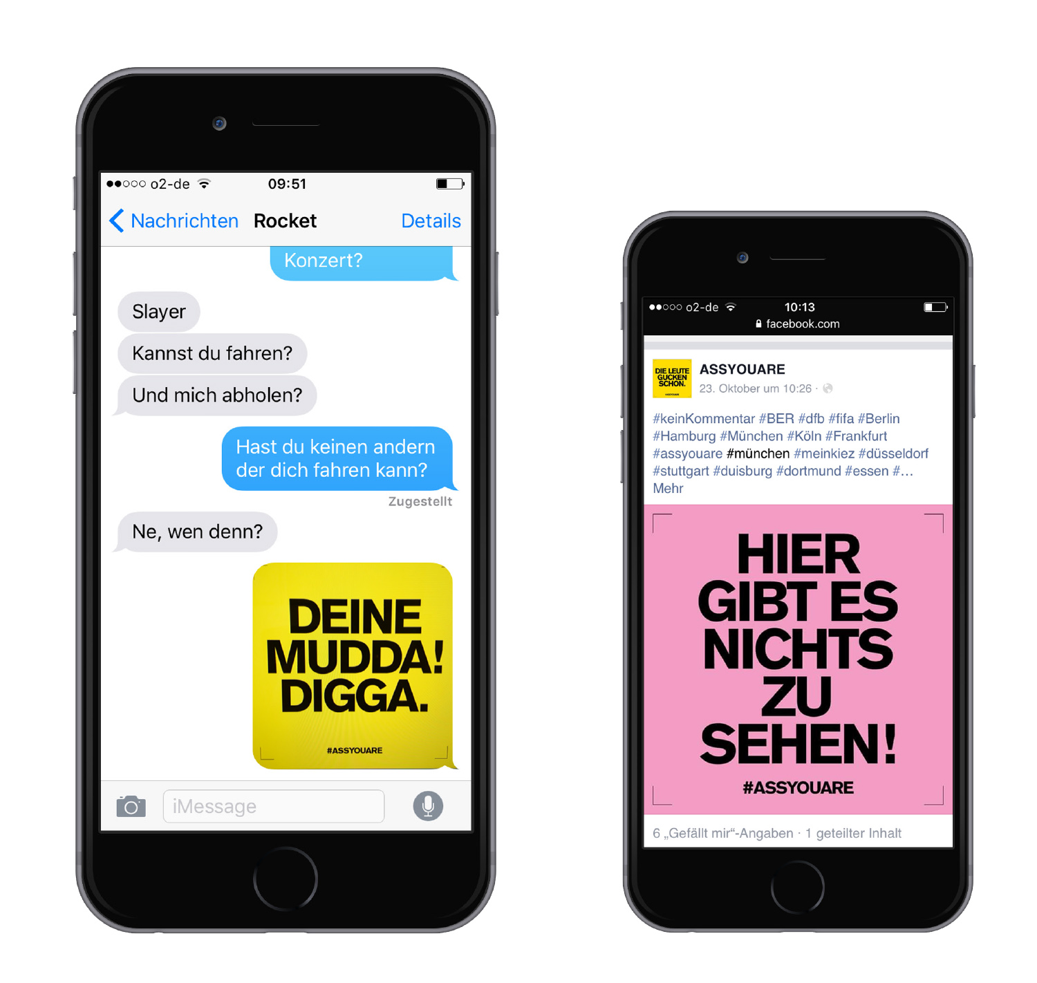 Zwei Smartphones, die Social Media Feeds anzeigen