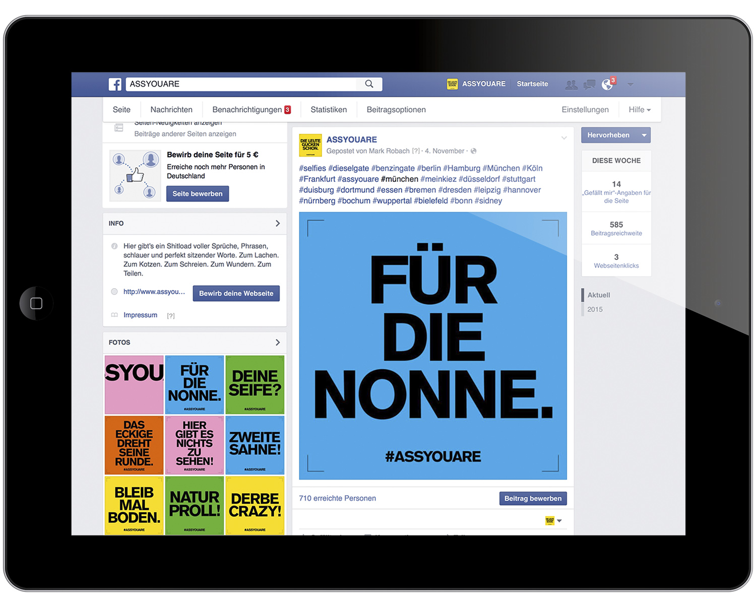Screenshot eines Internetbrowser mit einem Facebook-Feed