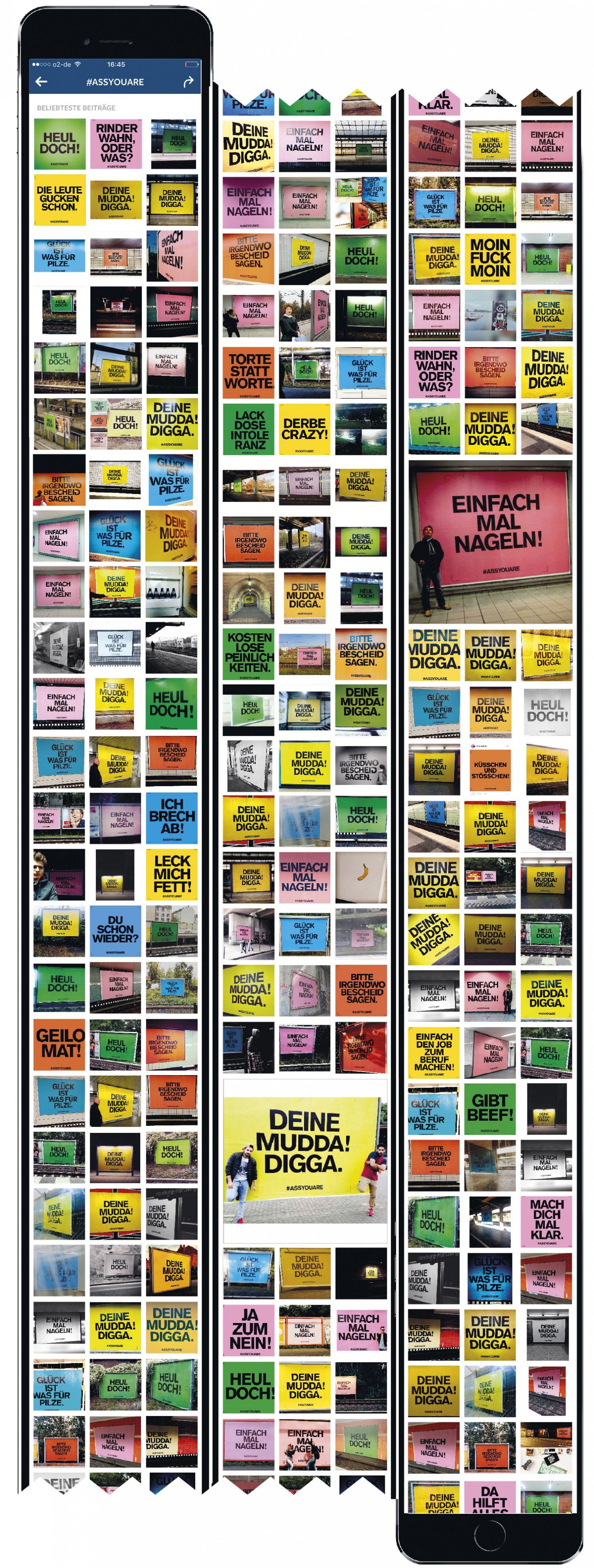 Eine Smartphone-Galerie mit Fotos der Kampagne