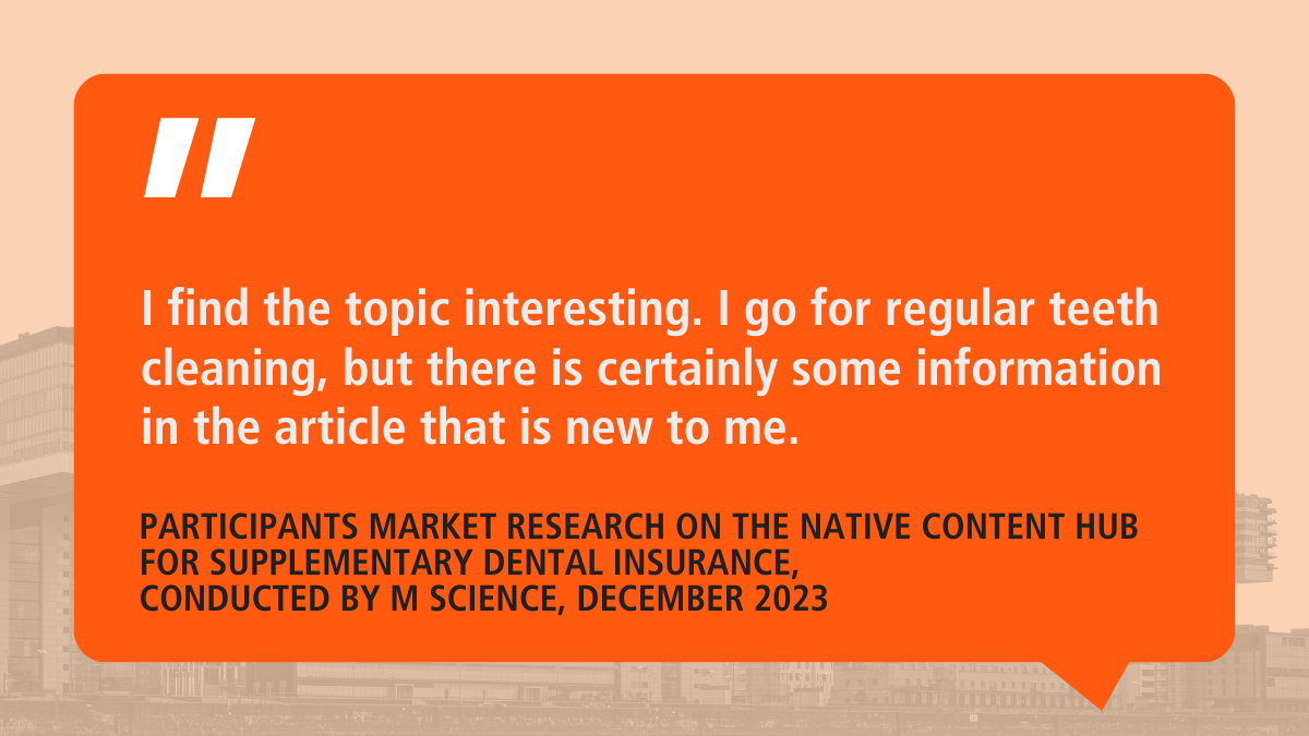 Quote from a market research study on interest in articles about dental cleaning.