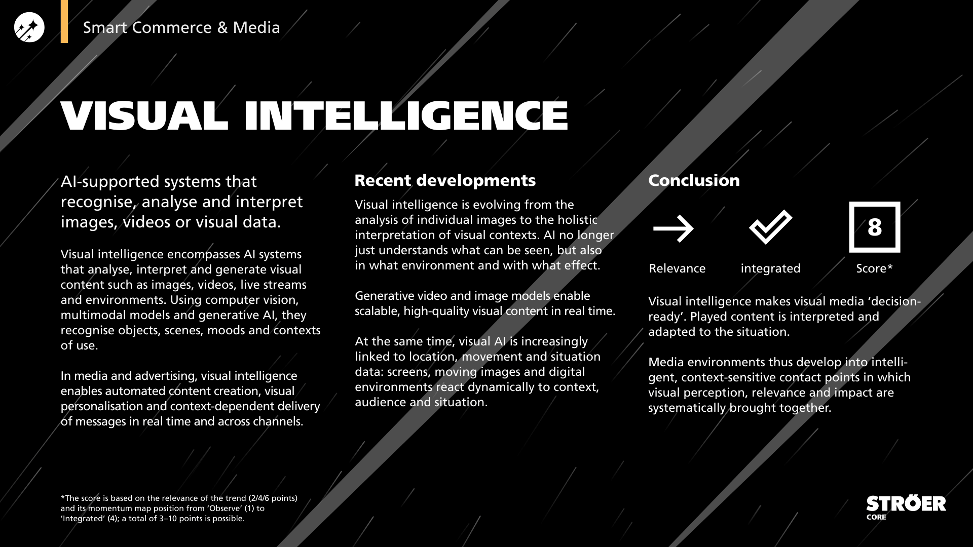 Infographic on "Visual Intelligence" regarding AI systems that recognize visual context and adapt content in real-time.
