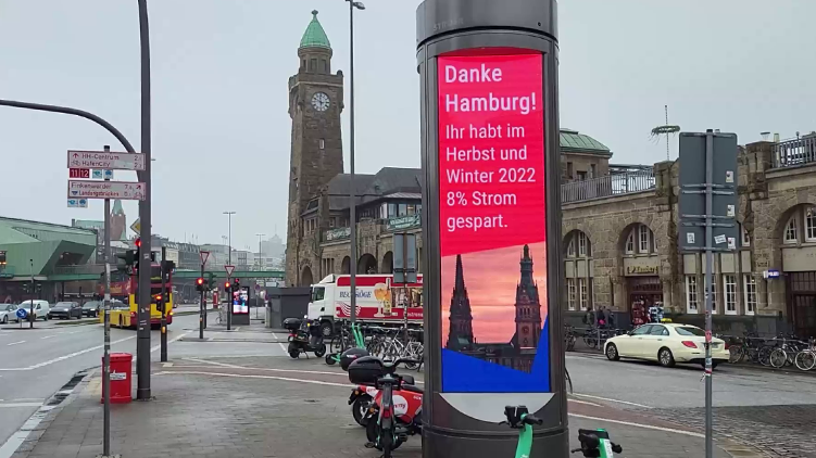 16 percent natural gas saved - "Hamburg dreht das" says thank you